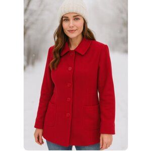VTG SZ 16 Jonathan Martin Red Wool Blend Pea Coat Runs Small Fits Like 12